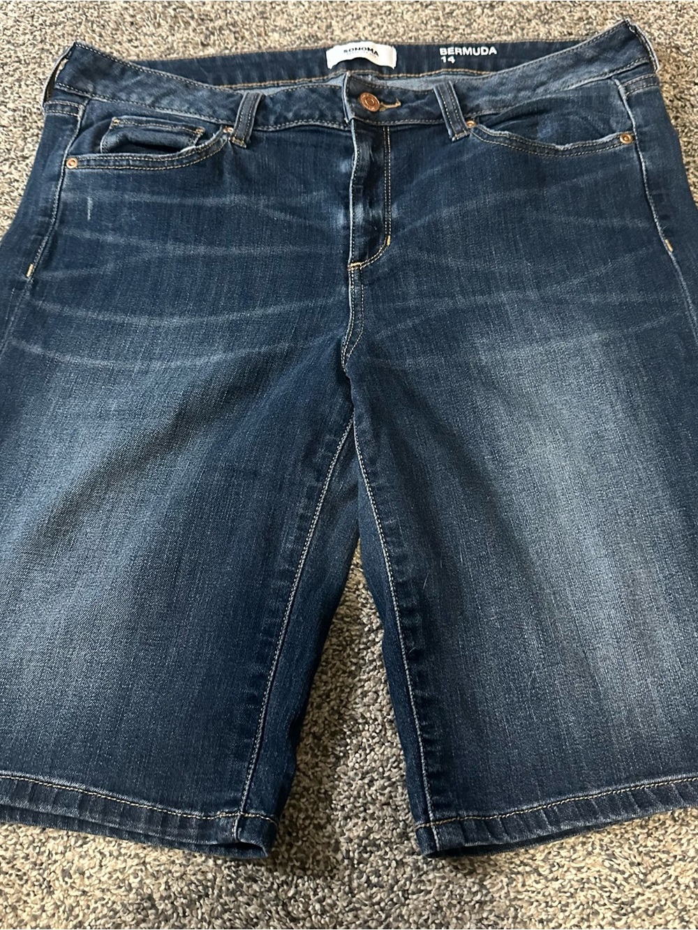 Sonoma Womens Dark Blue Jean Bermuda Shorts